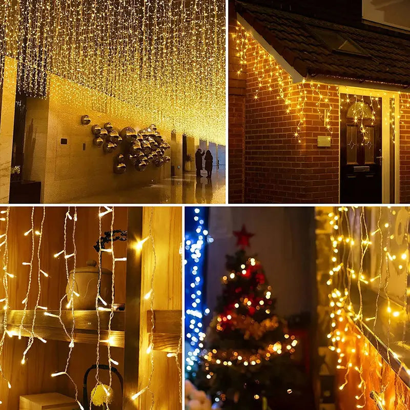 Quntis 10m 300 LED Solar Lichterkette – IP44 Wasserdicht Outdoor Garten & Patio Weihnachtswasserfall Eiszapfenlichter für Feiertags- & Festdeko