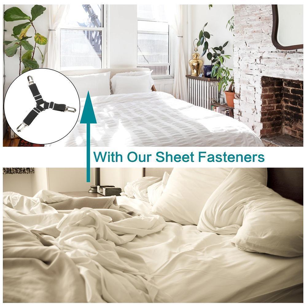 Frendorf | Bettlakenbefestigungen, 8er-Pack einstellbare dreieckige elastische Bandriemen