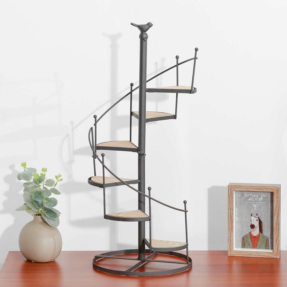 Frendorf | PlantSpire Eisen Pflanzenständer mit Spiraltreppe | Dekorativ und Praktisch