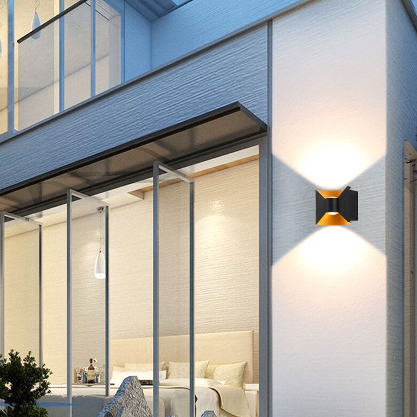 Moderne kreative Aluminium quadratische Doppelkopf Außenbalkon Wandleuchte lampe