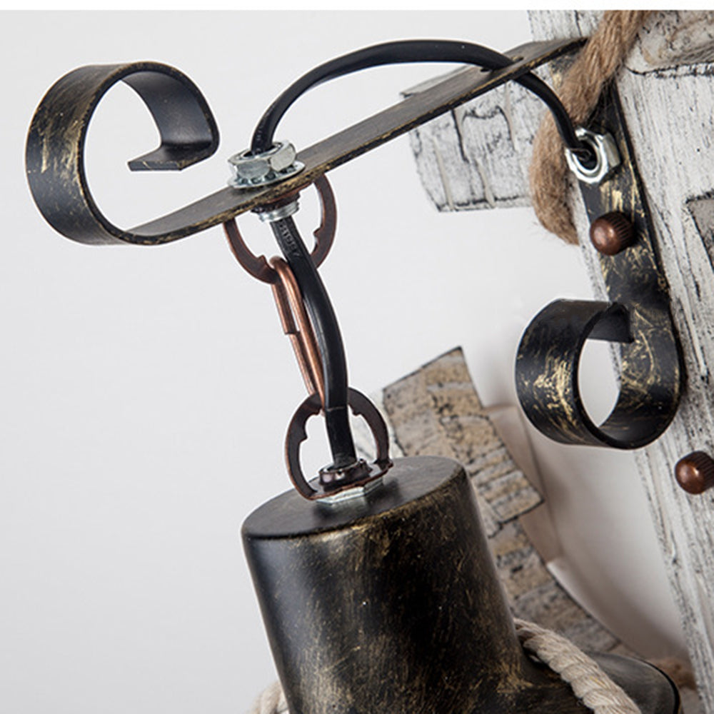 Vintage Anker LED Wandleuchte - Industrie Metall & Holz für Esszimmer/Wohnzimmer