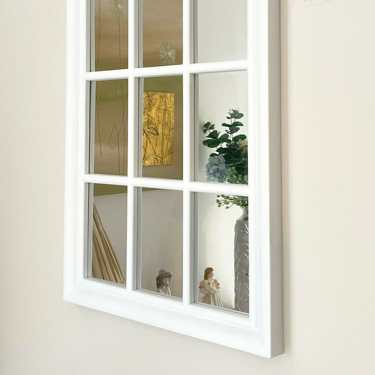 White Arched Window Mirror 70cm