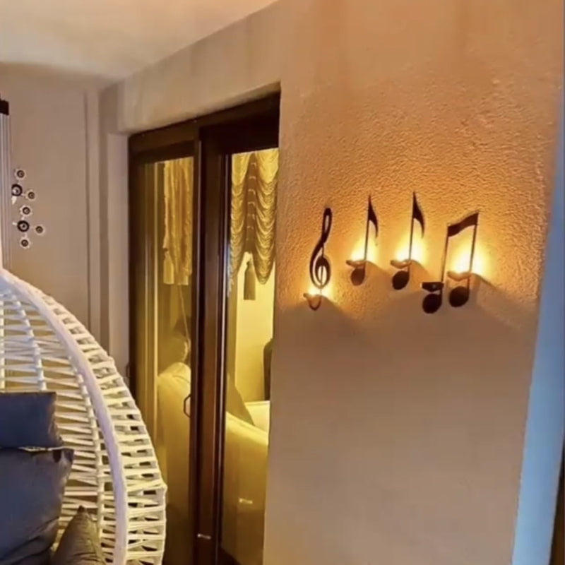 Schwarze Musiknoten Wandlampe