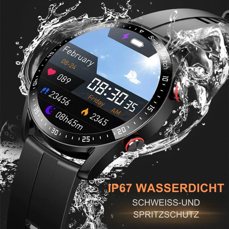 Frendorf | Intelligente Uhr mit rundem Ziffernblatt und Herzfrequenz Schlaf und Fitness Tracking Anzeige