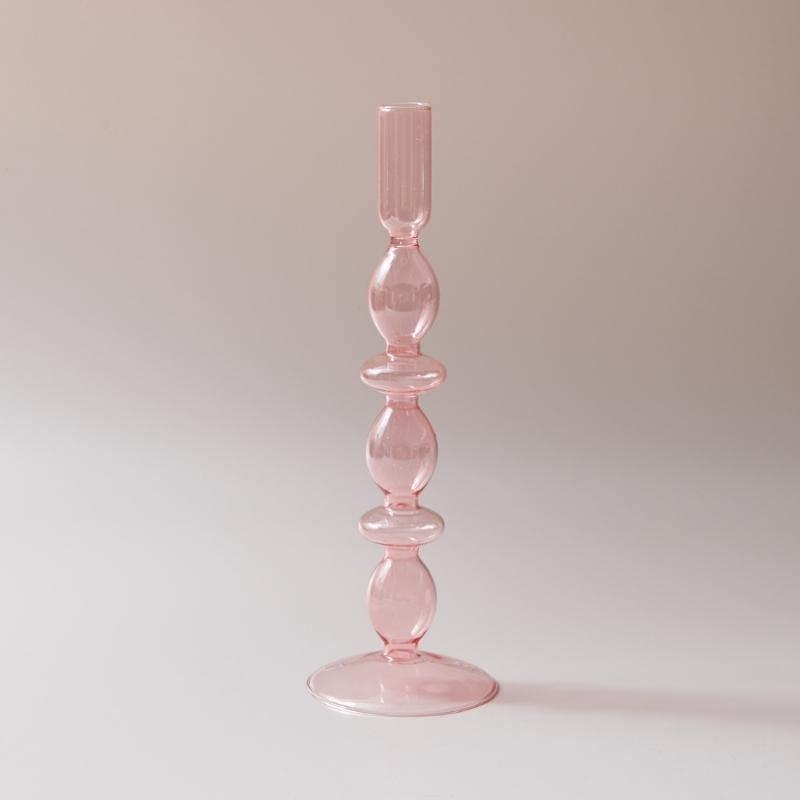 Frendorf | Rosivina Pink Glas Kerzenhalter & Vasen Set | Elegantes Design | Vielseitige Tischdekoration