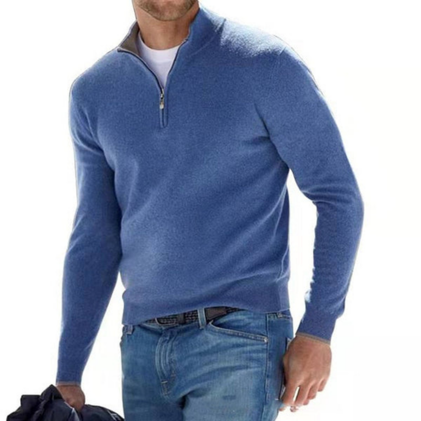 Frendorf | Pullover aus Merino mit V-Ausschnitt und Reißverschluss.