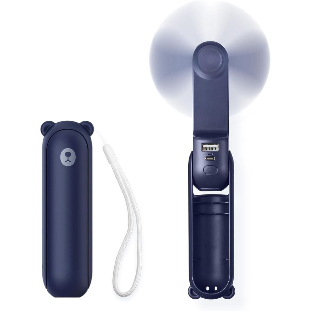 Frendorf | 3 In 1 Handheld Mini Ventilator | USB wiederaufladbar, faltbares Design & ideal für Reisen, Camping und Outdoor-Aktivitäten