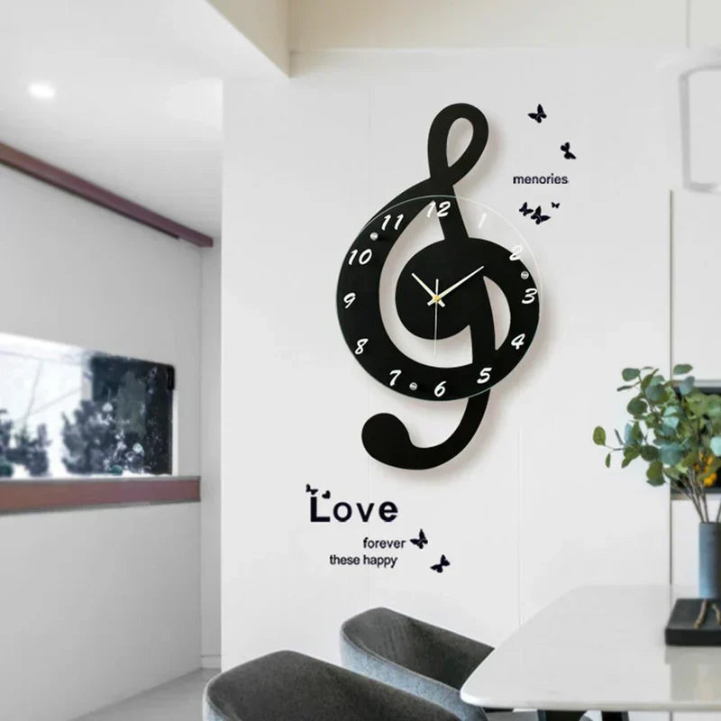 Frendorf | MelodyTime Künstlerische Wanduhr – Musikalisches G-Schlüssel-Design für modernes Interieur