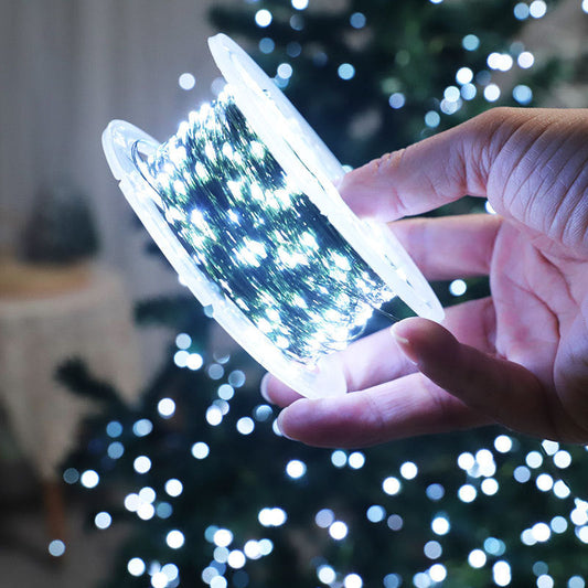 Quntis LED Stern Weihnachtsbaum Lichterkette – 50m (164ft) Dunkelgrün Kupferdraht mit Fernbedienung, Steckdose wasserdichte Lichter für Außen Weihnachtsdeko