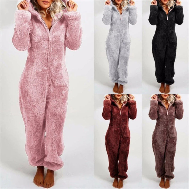 Frendorf | Plüsch-Fleece-Strampler, einteiliger Pyjama für Damen