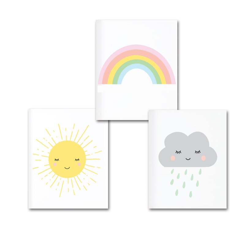 Moderne Cartoon Regenbogen - Leinwand Wand Kunst Gemälde