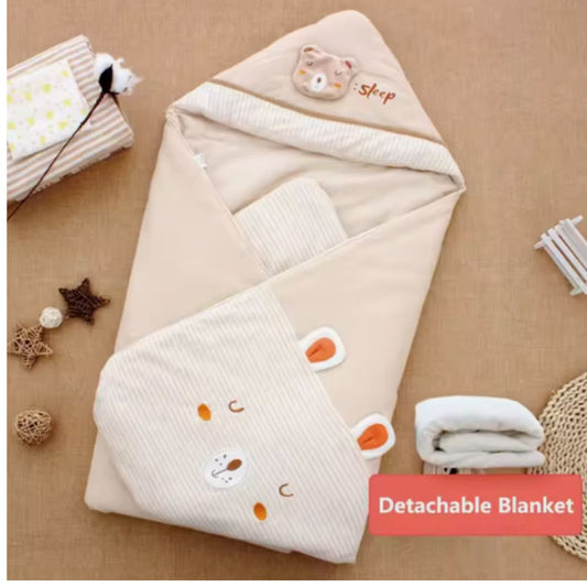 Frendorf | Baby Einschlagdecke mit Kapuze – Weicher Neugeborenen Schlafsack