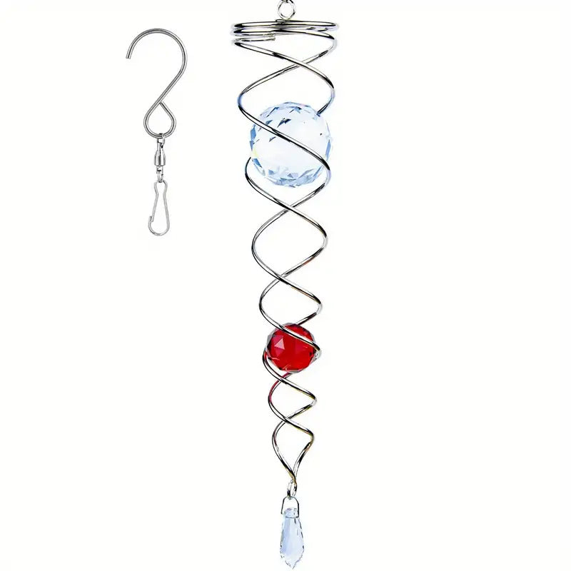 Frendorf | Windspiel Dekor Kristall Blickball Spiral Schwanz Windspinner Stabilisator