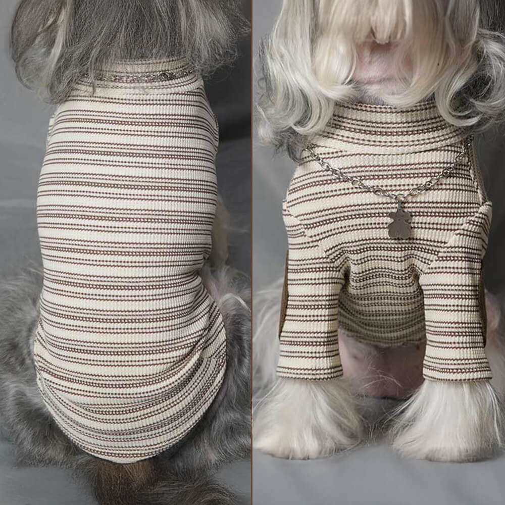 Chic Vintage Streifen Dehnbare Warme Hund Strickpullover