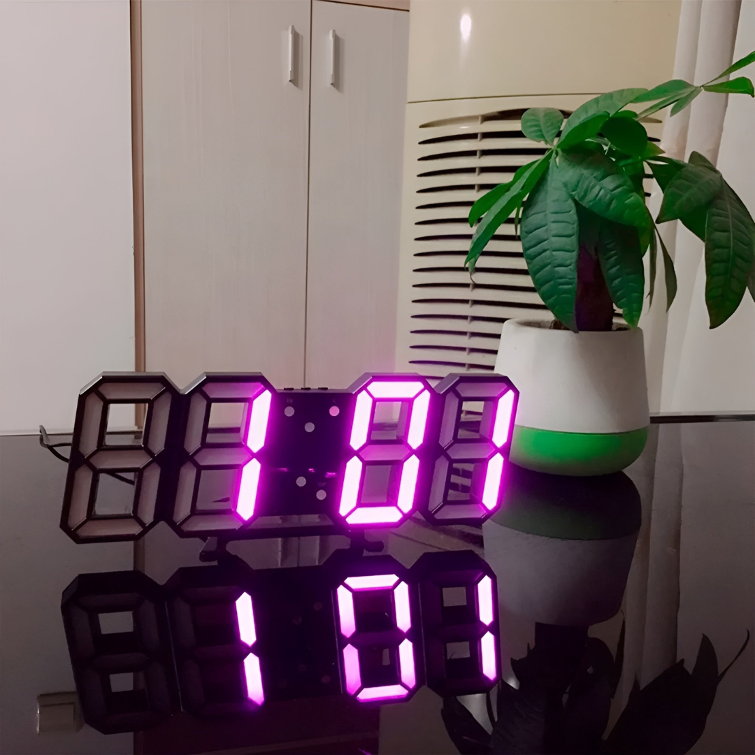 Frendorf | Designer LED 3D Wanduhr mit digitaler Anzeige und intuitiver Bedienung