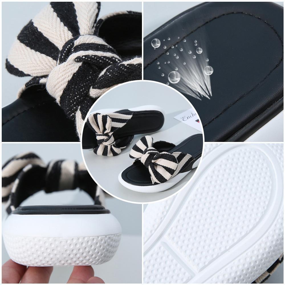 Frendorf | Mode Offene Zehen Keilabsätze Fliegenstreifen Rutschen Hausschuhe