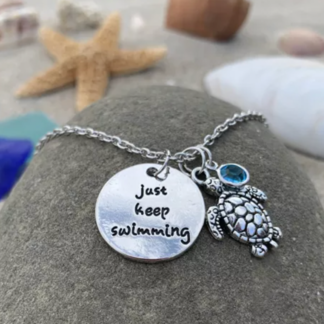 Frendorf | Keep Swimming Turtle Necklace in Silver