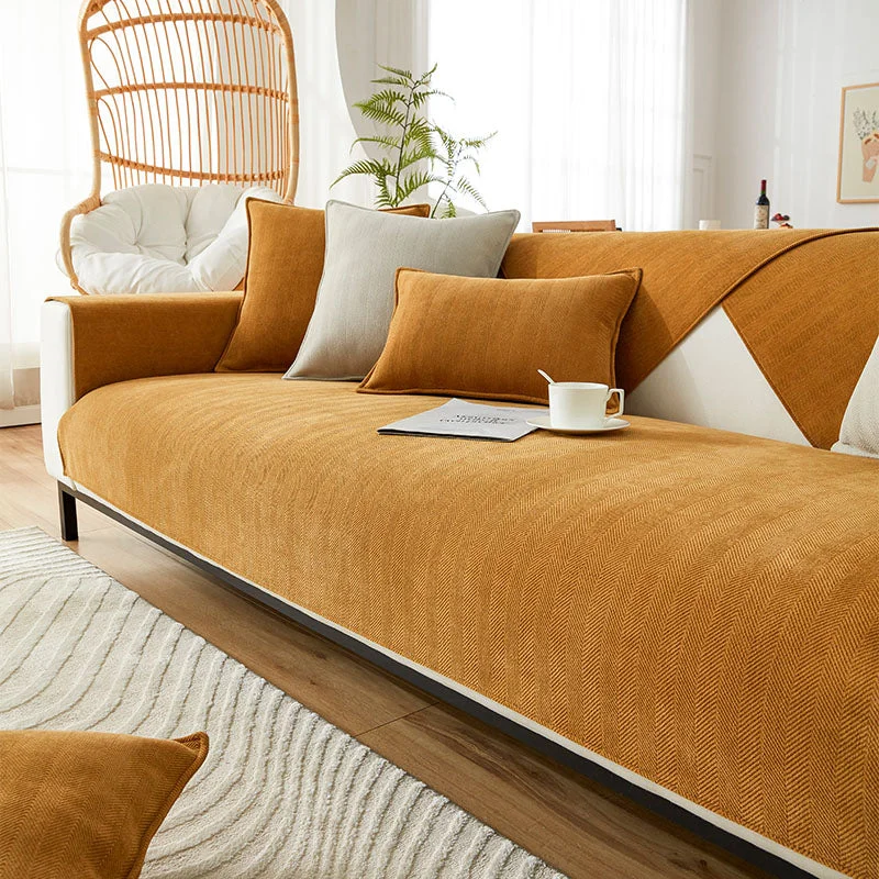 Frendorf | Fischgrät Chenille Stoff Möbel Schutz Sofa Bezug