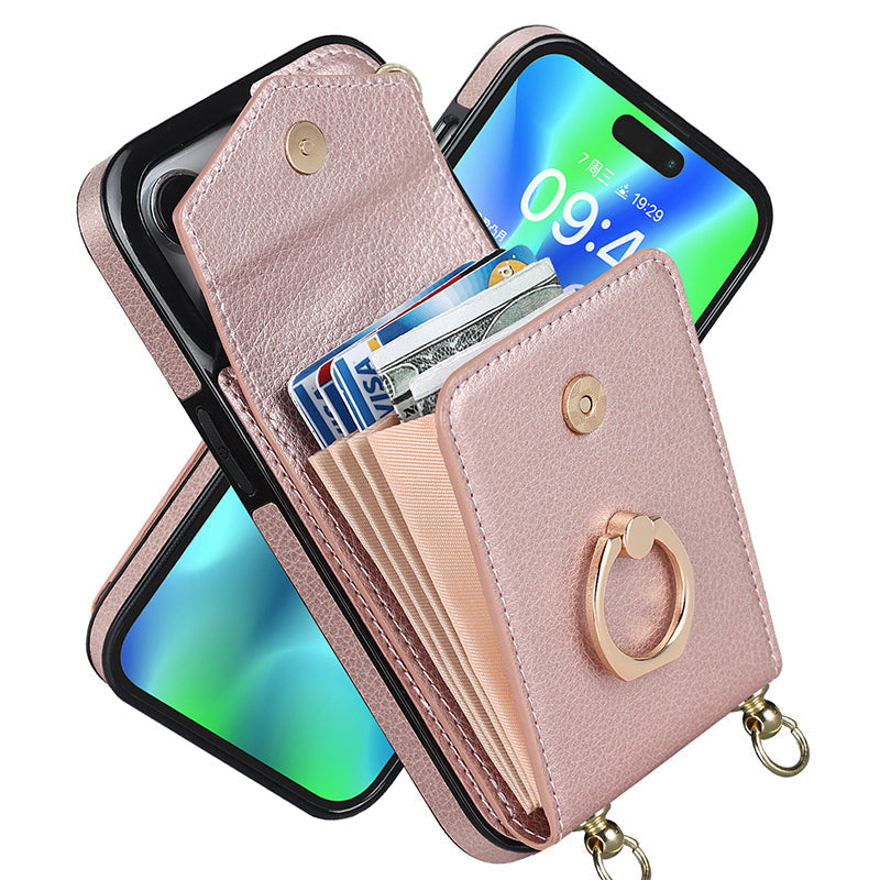 Frendorf | Leder Geldbörse Hülle mit Ring & Lanyard für iPhone