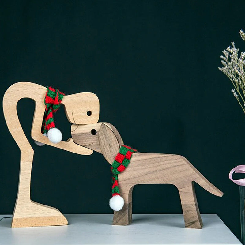 Frendorf | Geschenk für Tierliebhaber - Holzskulptur Tischornamente - Die Liebe zwischen Ihnen und Ihrem pelzigen Freund