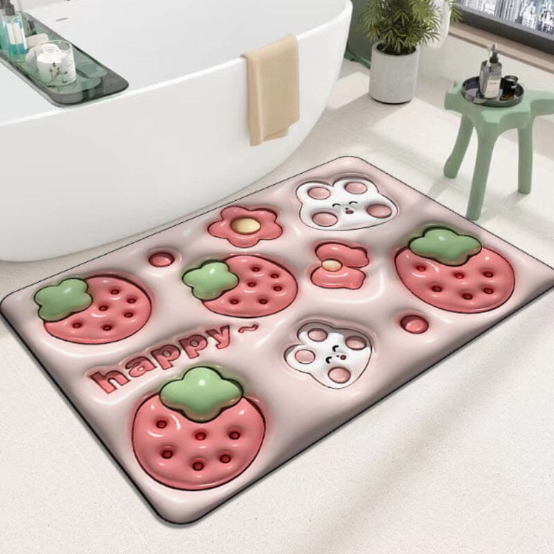 Frendorf | FloraSoft 3D Blumen Badezimmermatte | Saugstark & Rutschfest | Weiche Fußmatte für Wohlfühlmomente