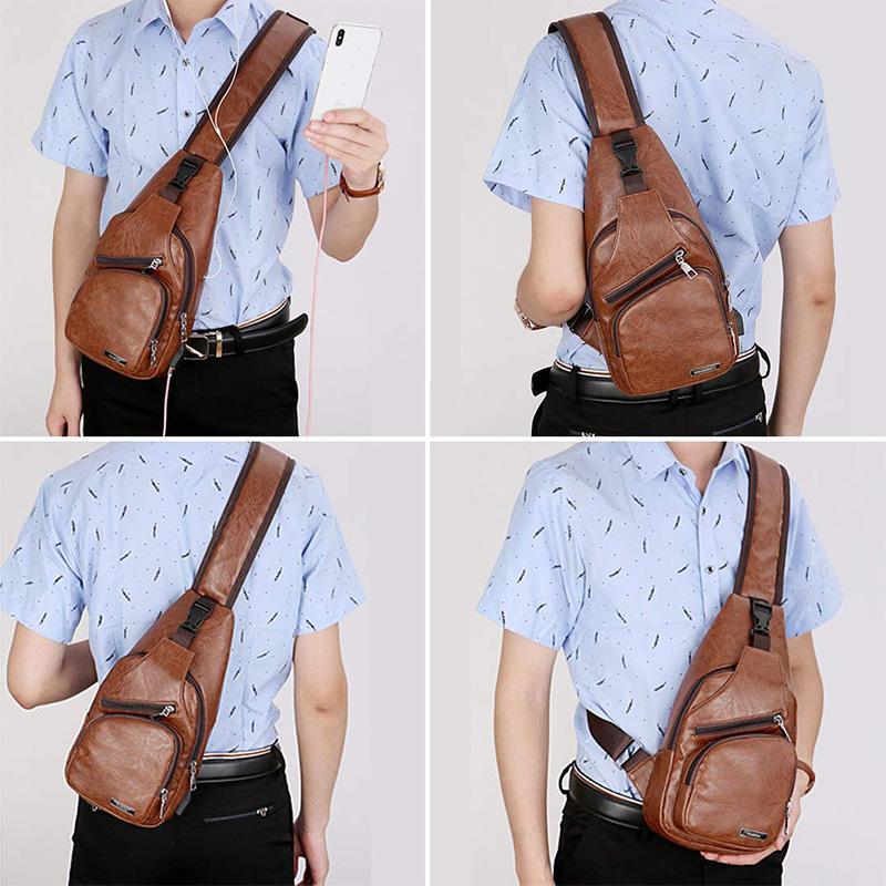 Frendorf | Schultertasche Crossbodytasche für Herren mit USB-Ladeanschluss