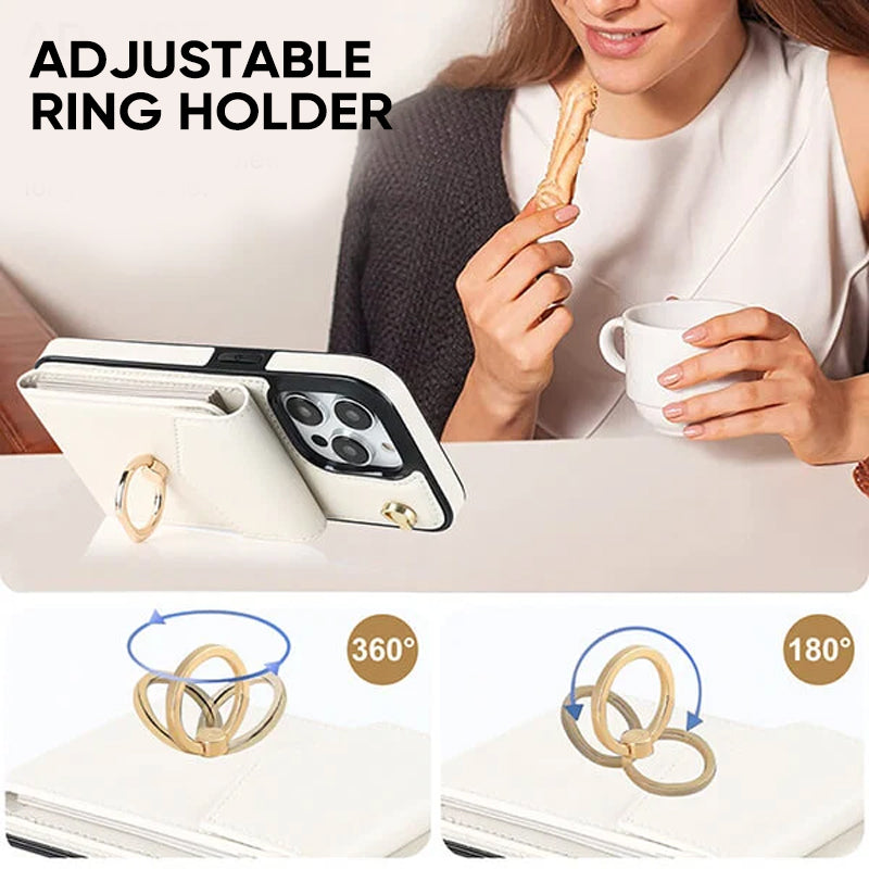 Frendorf | Leder Geldbörse Hülle mit Ring & Lanyard für iPhone