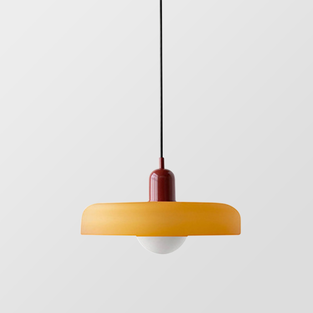 Frendorf |  Pendelleuchte aus farbigem Glas | Elegante Hängeleuchte im Bauhaus-Stil | Designlampe für Wohnzimmer & Esszimmer