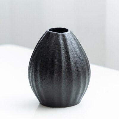 Frendorf | ObsidianWave Strukturierte Keramikvasen in Nacht-Schwarz | Modernes Design | Perfekte Dekoration für Zuhause