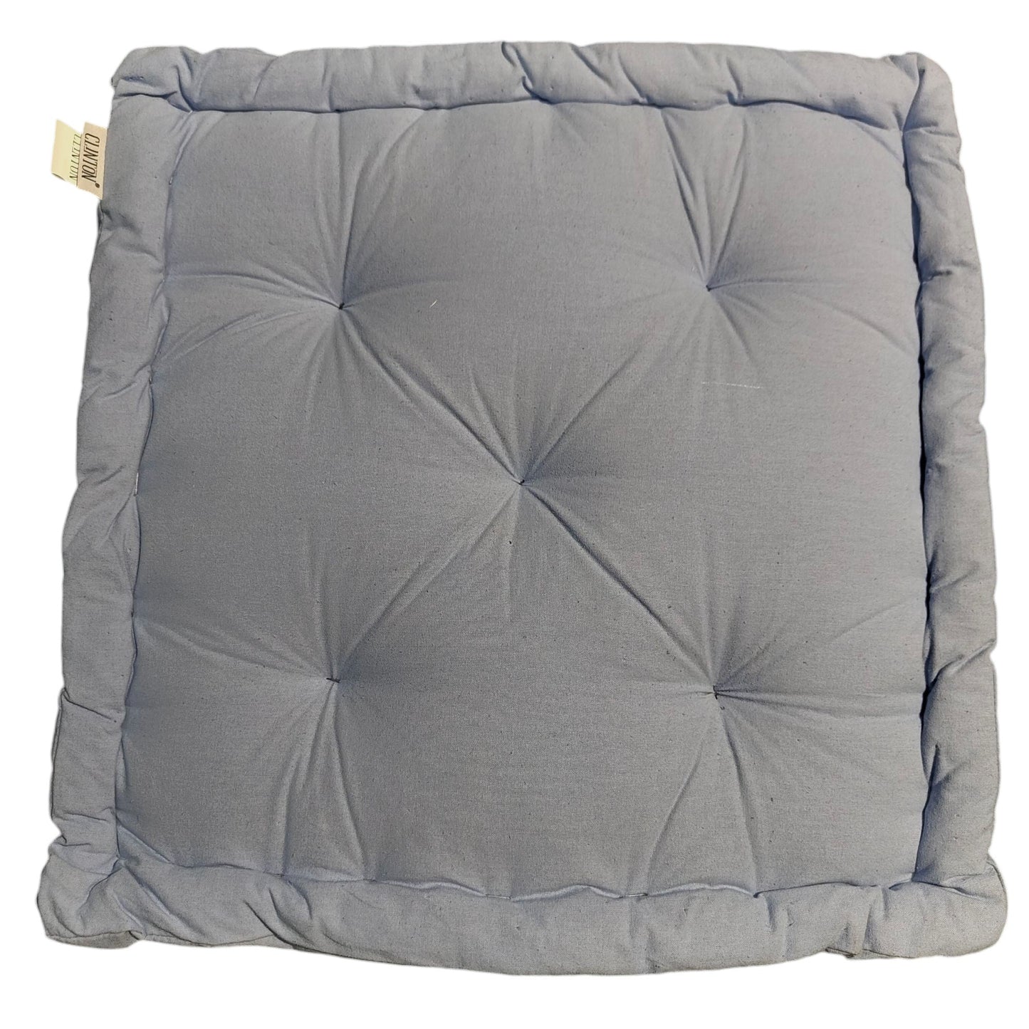 Frendorf | Plüsch rechteckiges Bodenkissen 45x45x10cm - Weiches Baumwolle Aqua Grau Kissen für komfortables Sitzen und Dekor