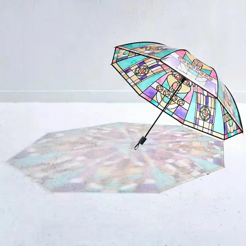 Frendorf | Buntglas-Kunst-Regenschirm — Automatischer Windschutz und Regenschutz