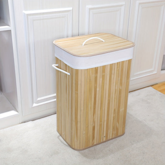 Frendorf | Bambus Wäschekorb mit Deckel und Griffen – Natürlich und platzsparend aufbewahren