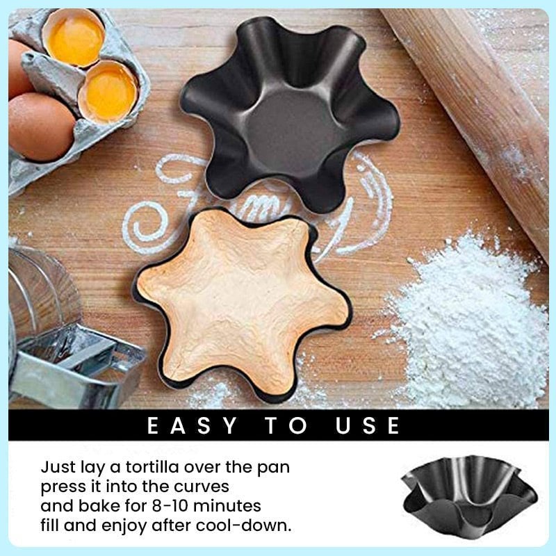 Frendorf | Blütenförmige Backform aus Karbonstahl – Antihaftbeschichtet für Tortilla-Schalen