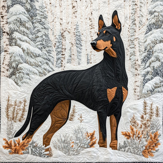 Doberman Hund Winter Steppdecke