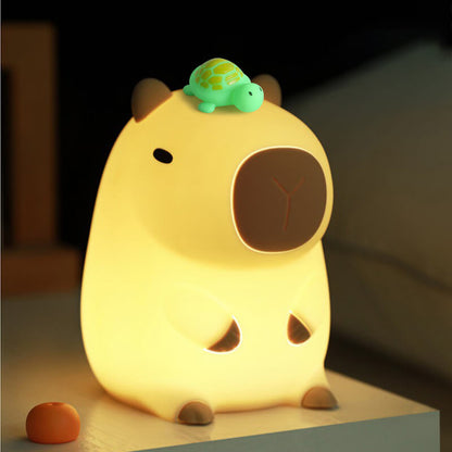 Capybara mit Schildkröte LED Quetsch Nachttischlampe für Geschenk USB wiederaufladbare Capybara Lampe