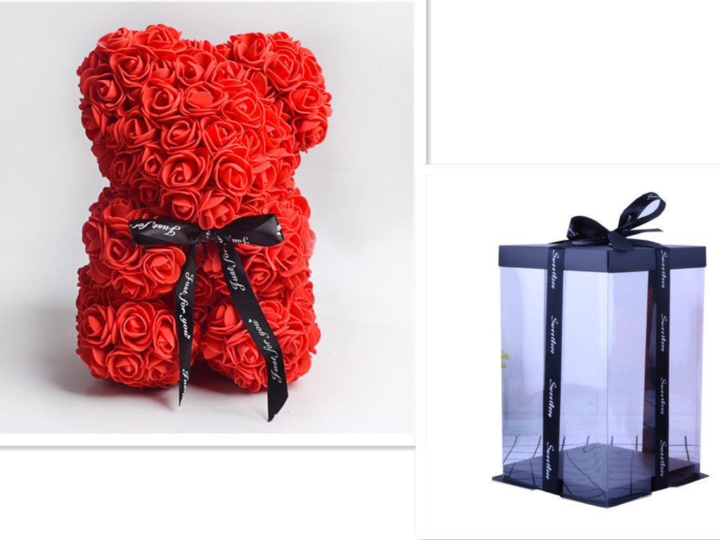 Frendorf | Valentinstag Geschenk Rose Bär Ewige Blume Rose Teddybär PE Schaum Bär 25cm Valentinstag