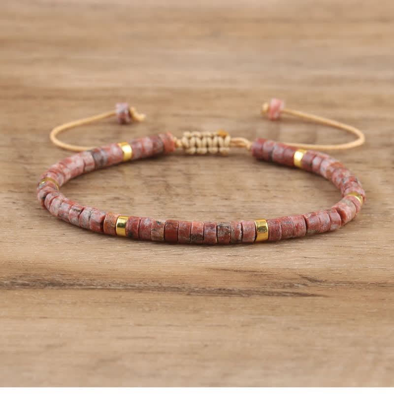 Frendorf | Geflochtenes Armband mit 2,4 mm Naturstein-Rollern – Seraphina