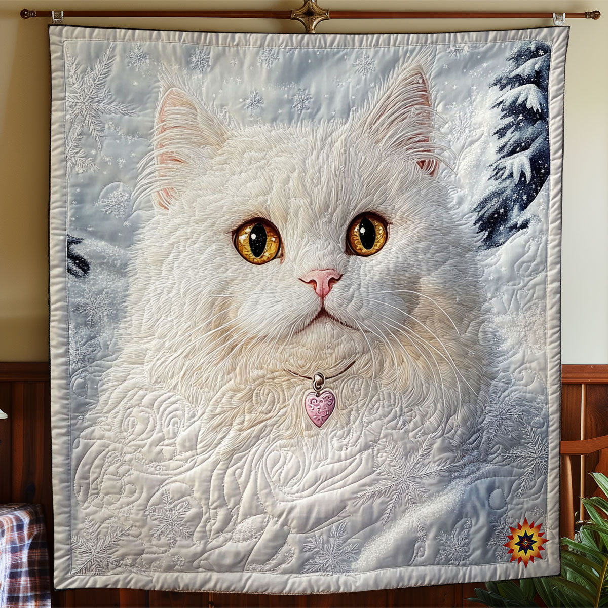Snow Cat Steppdecke