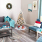 5' Flocked White River Mountain Pine Künstlicher Weihnachtsbaum mit Tannenzapfen und 150 klaren LED-Lichtern