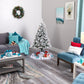 5' Flocked White River Mountain Pine Künstlicher Weihnachtsbaum mit Tannenzapfen und 150 klaren LED-Lichtern