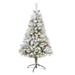 5' Flocked White River Mountain Pine Künstlicher Weihnachtsbaum mit Tannenzapfen und 150 klaren LED-Lichtern