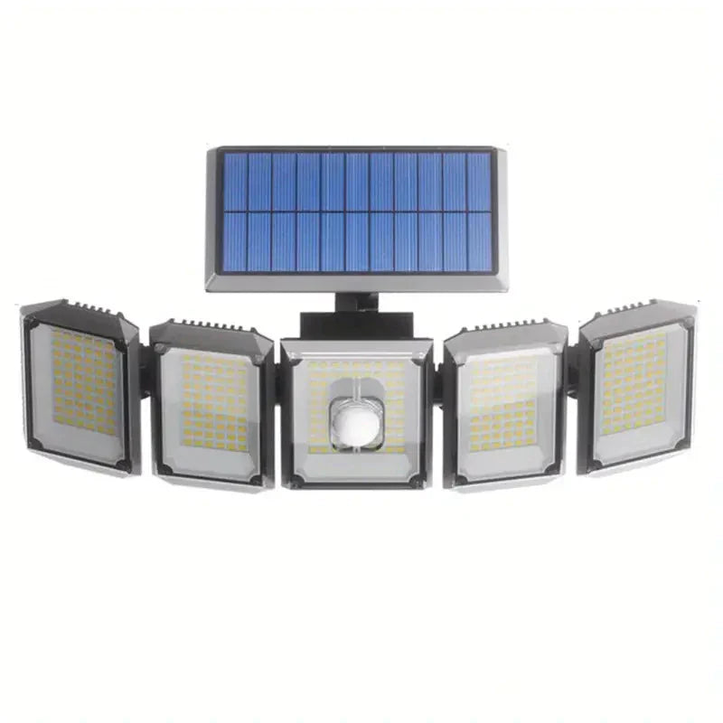 Frendorf | 5 Köpfe Solar 300 LED Licht Außenbewegungssensor Wasserdicht Weitwinkelbeleuchtung Wandlampe