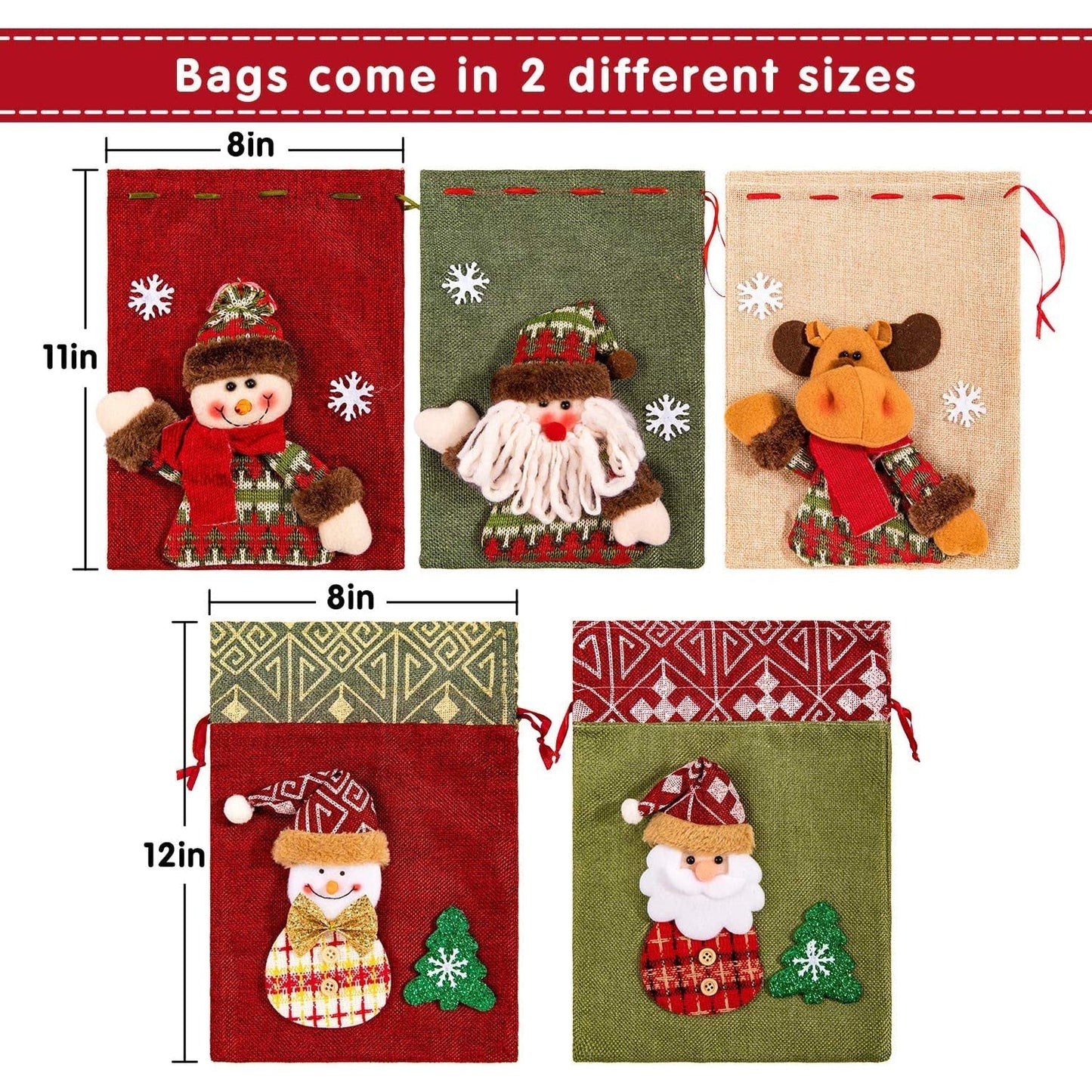 Frendorf | 5er-Pack: Drawstring Weihnachtsbeutel