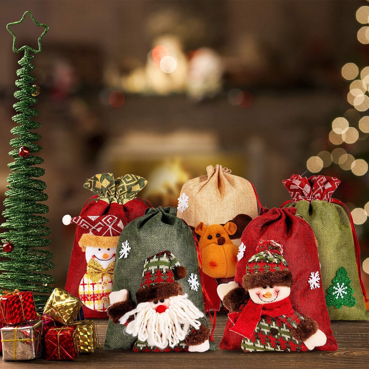 Frendorf | 5er-Pack: Drawstring Weihnachtsbeutel