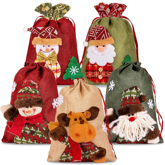 Frendorf | 5er-Pack: Drawstring Weihnachtsbeutel