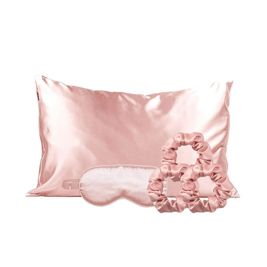 Frendorf | 5-Teil: Seidiger Satin Gemütliches Angenehmes Blush Schlafset Für Friedlichen Schlaf Und Gesunde Haut