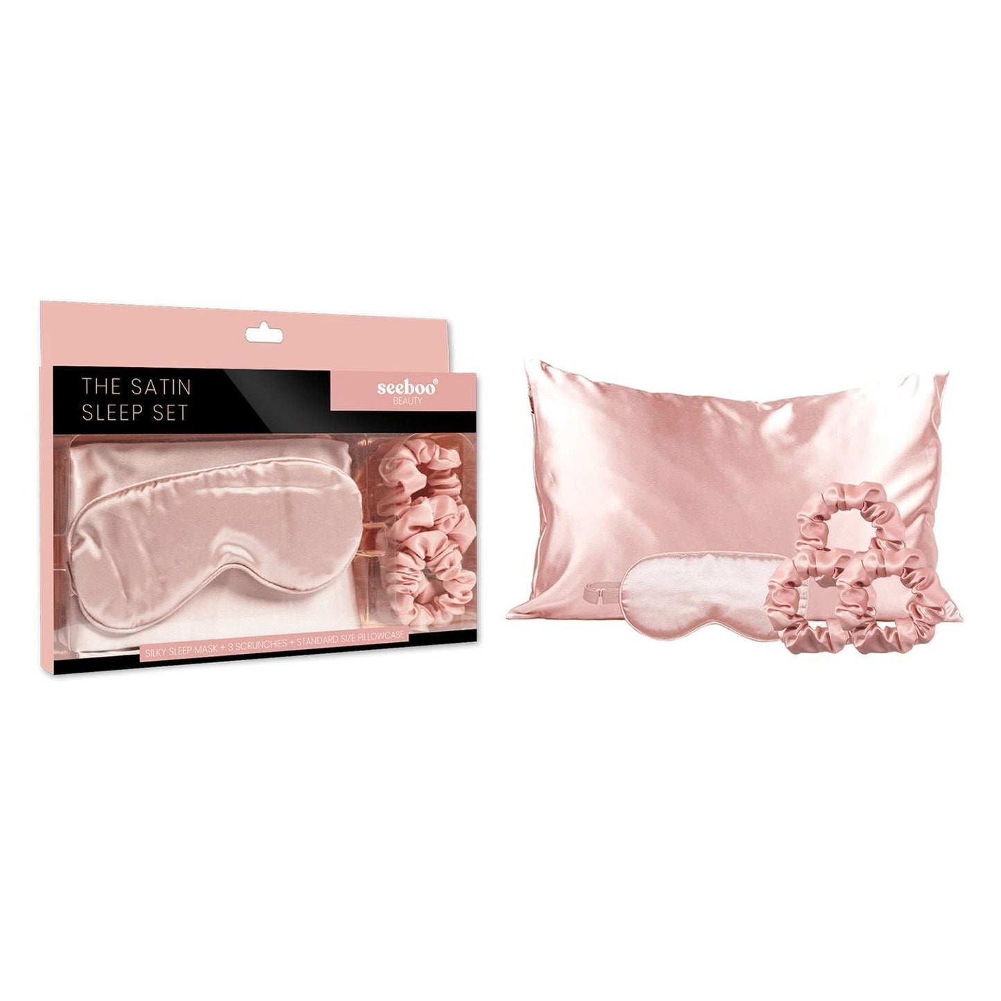 Frendorf | 5-Teil: Seidiger Satin Gemütliches Angenehmes Blush Schlafset Für Friedlichen Schlaf Und Gesunde Haut