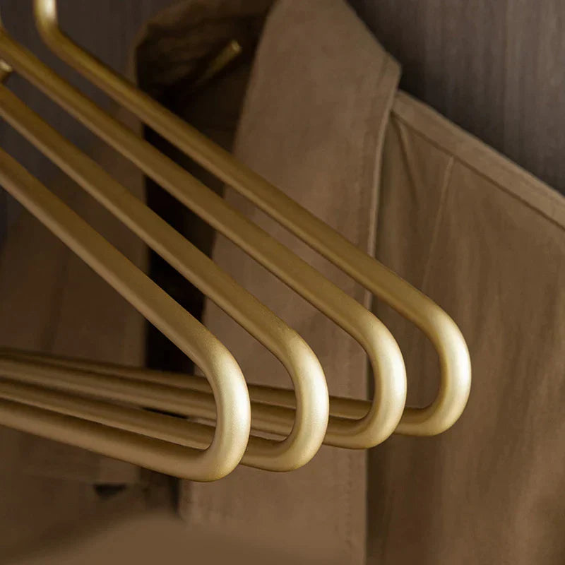 Frendorf | HangerLux Kleiderbügel Set aus Metall | Mattgold oder Silber | Nahtloser Kleiderschrank-Organizer | 5-teilig
