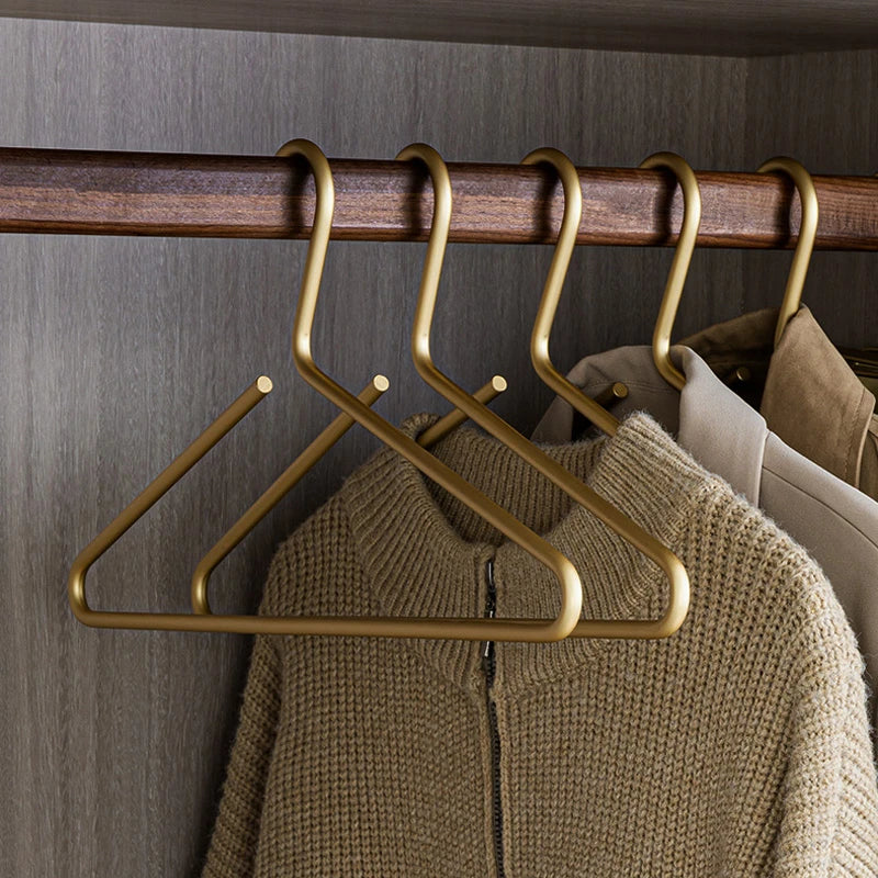 Frendorf | HangerLux Kleiderbügel Set aus Metall | Mattgold oder Silber | Nahtloser Kleiderschrank-Organizer | 5-teilig