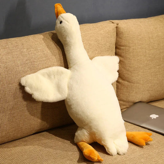 50-130cm Weiße Gans Spielzeug Plüsch Lebensecht Große Flügel Ente Umarmung Massage Wurfkissen Freund Kissen Für Mädchen